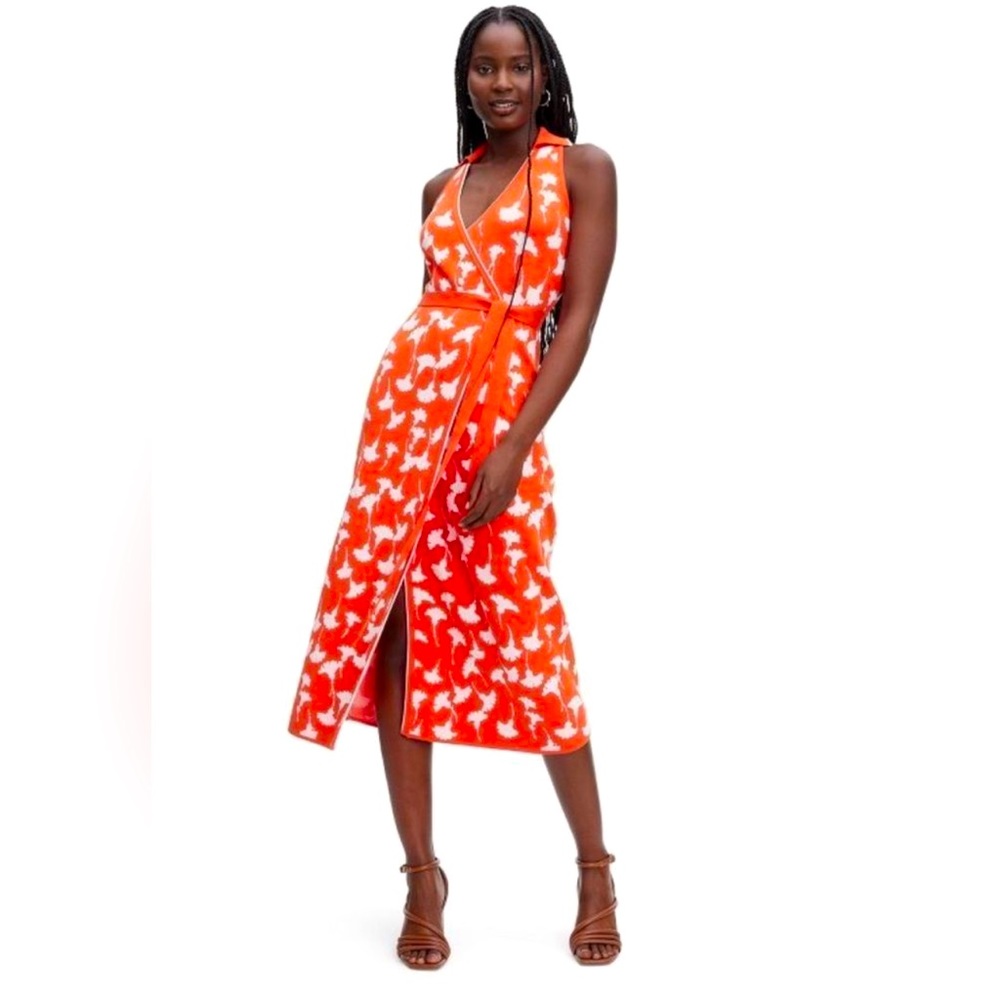 NWT Diane Von Furstenberg + Target Ginkgo Cherry Tomato Midi Wrap Dress Size XS